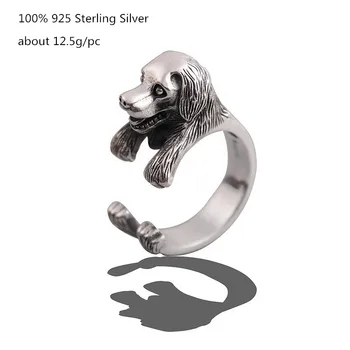

Buyee 100% 925 Sterling Silver Unique Men Ring Labrador Retriever Dog Hip-hop Rock Punk Rings for Women Fashion Animal Jewelry