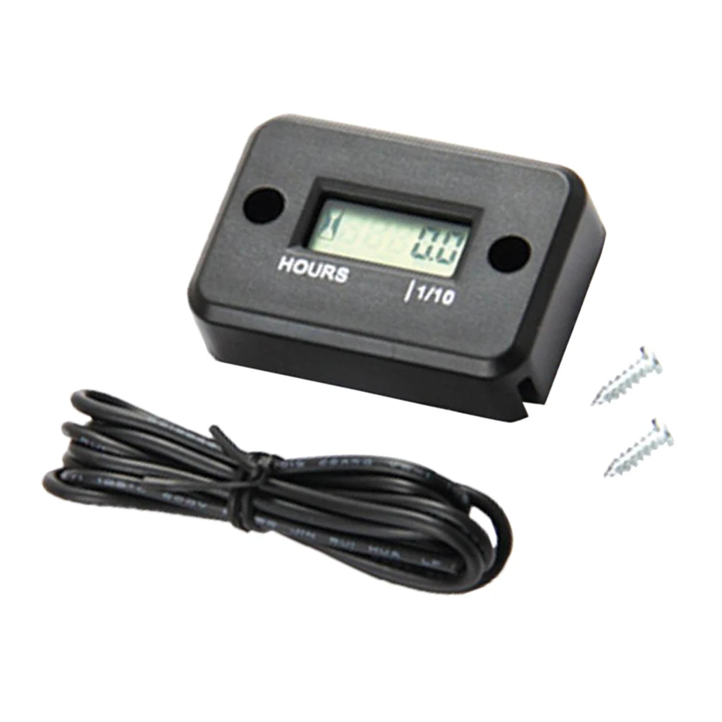 Motorcycle ATV Boat Digital Tachometer Gauge Hour Meter Black Waterproof