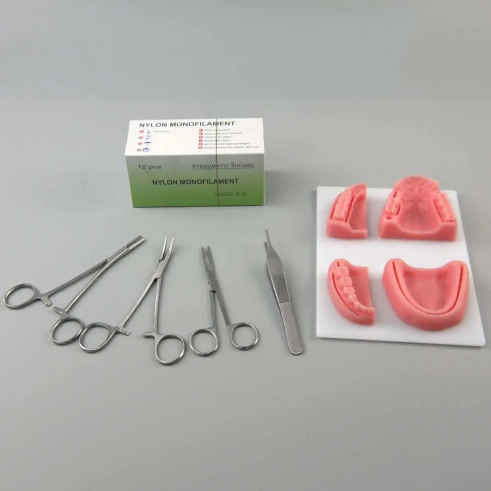 Набор для стоматологической практики, оральная модель, Swaged needle, набор инструментов для обучения с гелем селика для стоматологических студентов, обучение пероральному шову
