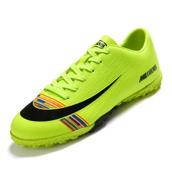 

Men Indoor Soccer Shoes Professional Black Orange Man Boy Athletic Trainers Spring Autumn Kids Male Football Boots