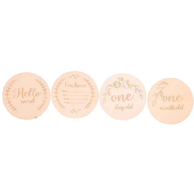 Wooden Baby Month Milestone Card Newborn Birth Month Birthday Milestone Wooden Teether Baby Kids Photography Props Toy Card1