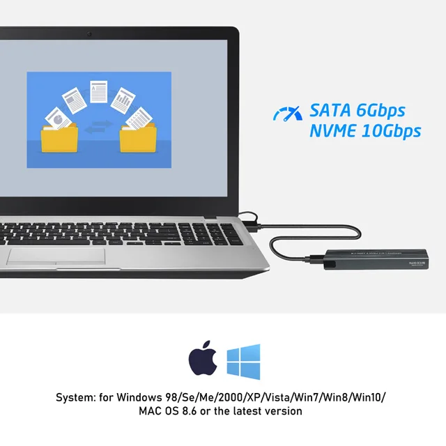 Adaptateur M.2 vers Type-C SSD, NVcloser 20Gbps, disque dur mobile, carte  USB 3.2 Gen2 pour SSD 2280/2242/2260 - AliExpress