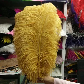 

Hot Sales 100pcs Gorgeous Golden 22-24inches/55-60cm DIY jewelry Christmas Halloween Decoration Natural ostrich feathers