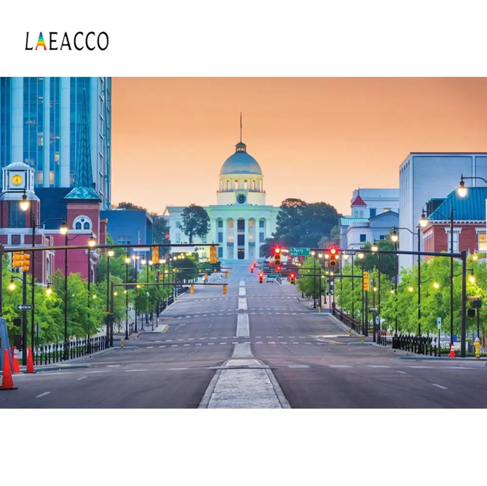Laeacco Town Road Street деревья Декор ПОРТРЕТНАЯ ФОТОГРАФИЯ виниловые фоны на заказ