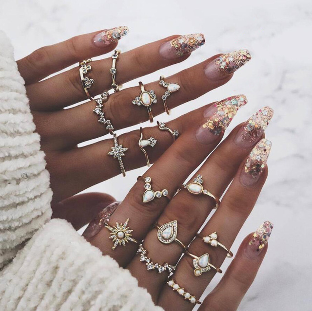 jewelry women rings rose gold ring set vintage sale undefined wholesale bague femme for girls bts accesorios Christmas 2020