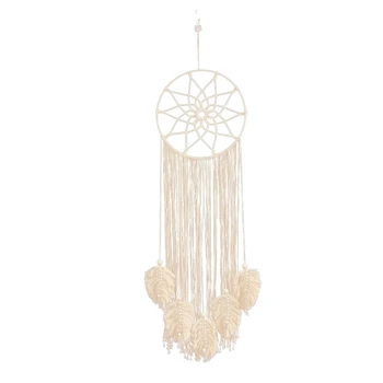 

Bohemian Macrame Wall Hanging Tapestry Creative Hand-Knitted Dreamcatcher Tapestry Nordic Style Circular Wall Porch Decorations