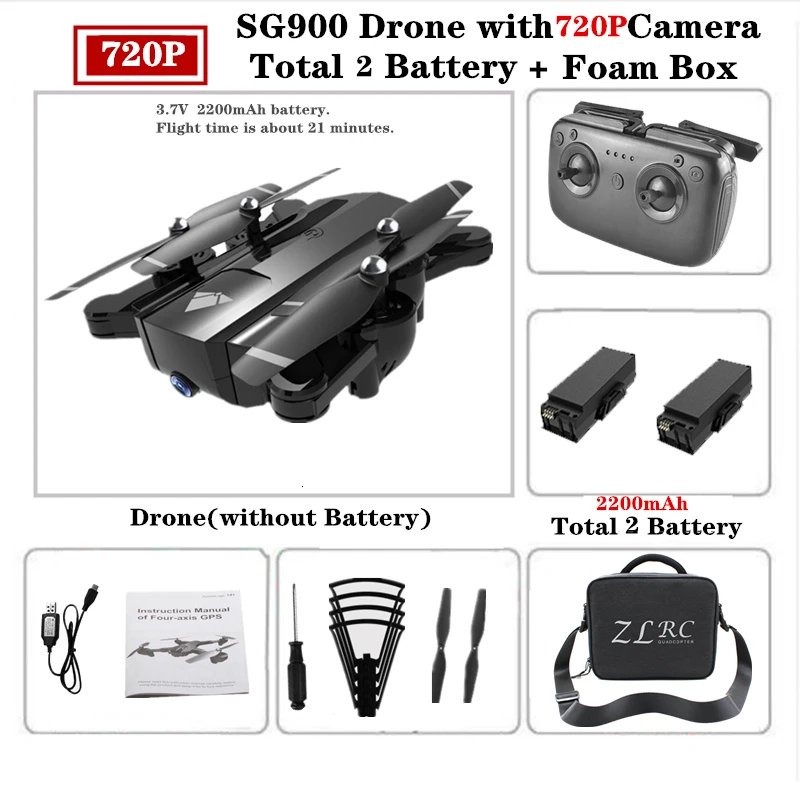2MP-2200-Carry Bag-2 SG900 Радиоуправляемый Дрон с 4K Профессиональный селфи HD широкоугольная двойная камера оптический поток Следуйте складной Квадрокоптер VS S167 XS812 игрушка - Цвет: 2MP-2200-Carry Bag-2