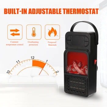 

900W Handy Flame Heater Warmer Fan Blower Radiator Heating Mini Electric Space Heater for Winter Office Room