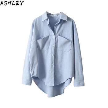 

Bat New Fashion Sleeve Solid Pockets Women Shirts Blusas Mujer De Moda Autumn Winter Women Blouses and Tops