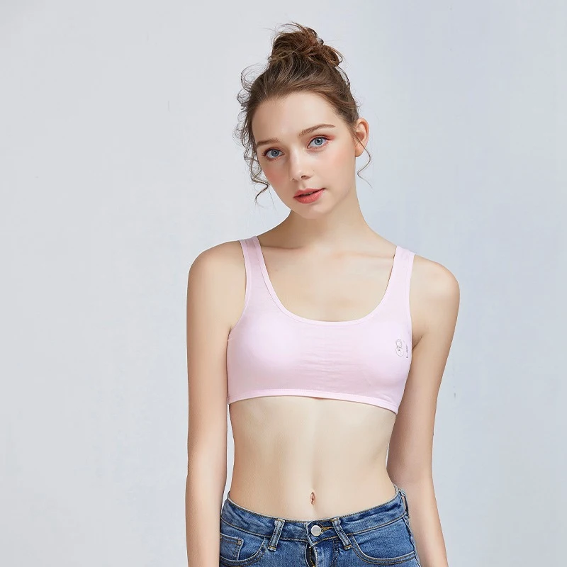 

Girls Bra Solid Soft Cotton Underwear Teenage Training Casual Bra for Students 8-16T Adolescent