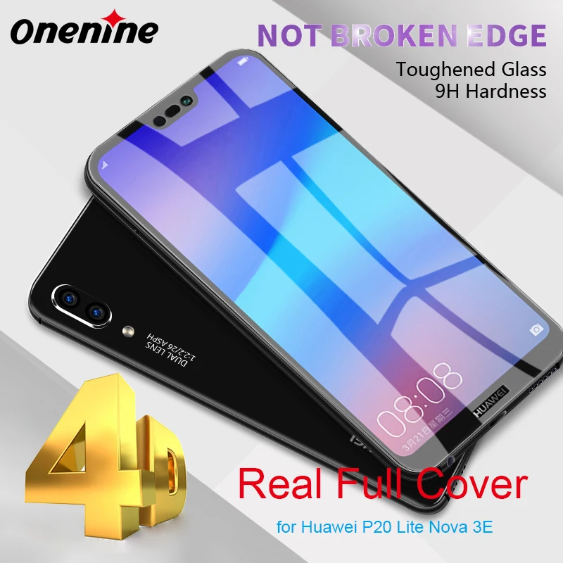 4D полноэкранное закаленное стекло для Huawei P20 Lite защитное 9H 3D изогнутая защитная