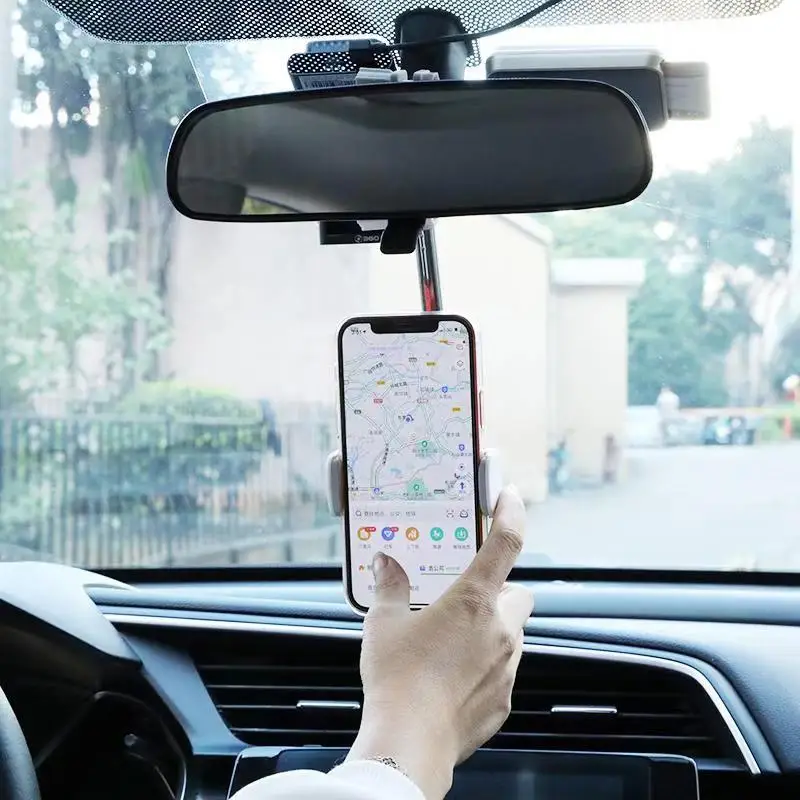 2022 New Car Rearview Mirror Mount Phone Holder For iPhone 12 GPS Seat Smartphone Car Phone Holder Stand Adjustable Support