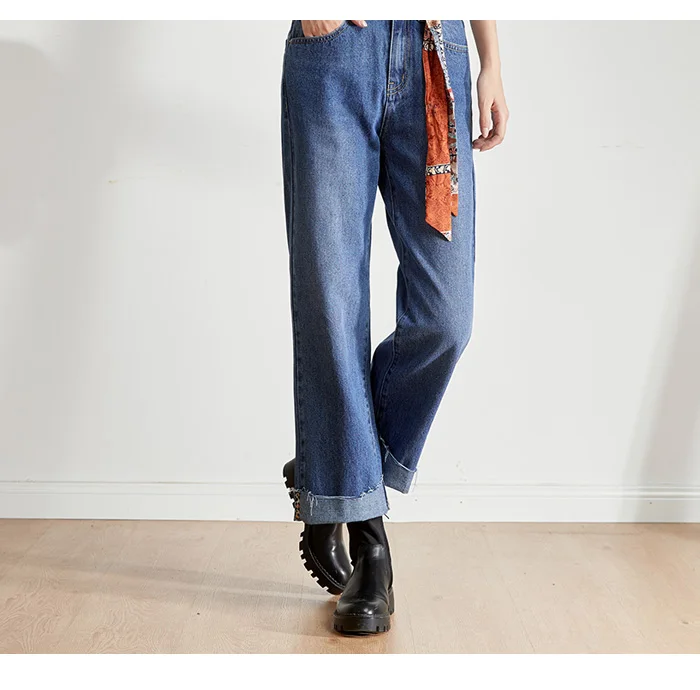 Женские широкие джинсы-капри LEIJIJEANS, свободные мытые джинсы с высокой посадкой, модная популярная модель 9218 большого размера на осень