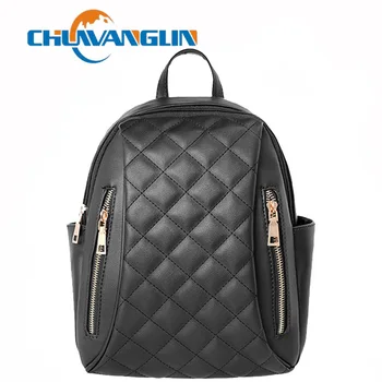 

Chuwanglin Leather backpack women Lingge Youth School Shoulder Bag Bagpack for Teenage Girls Female mochila HL101803
