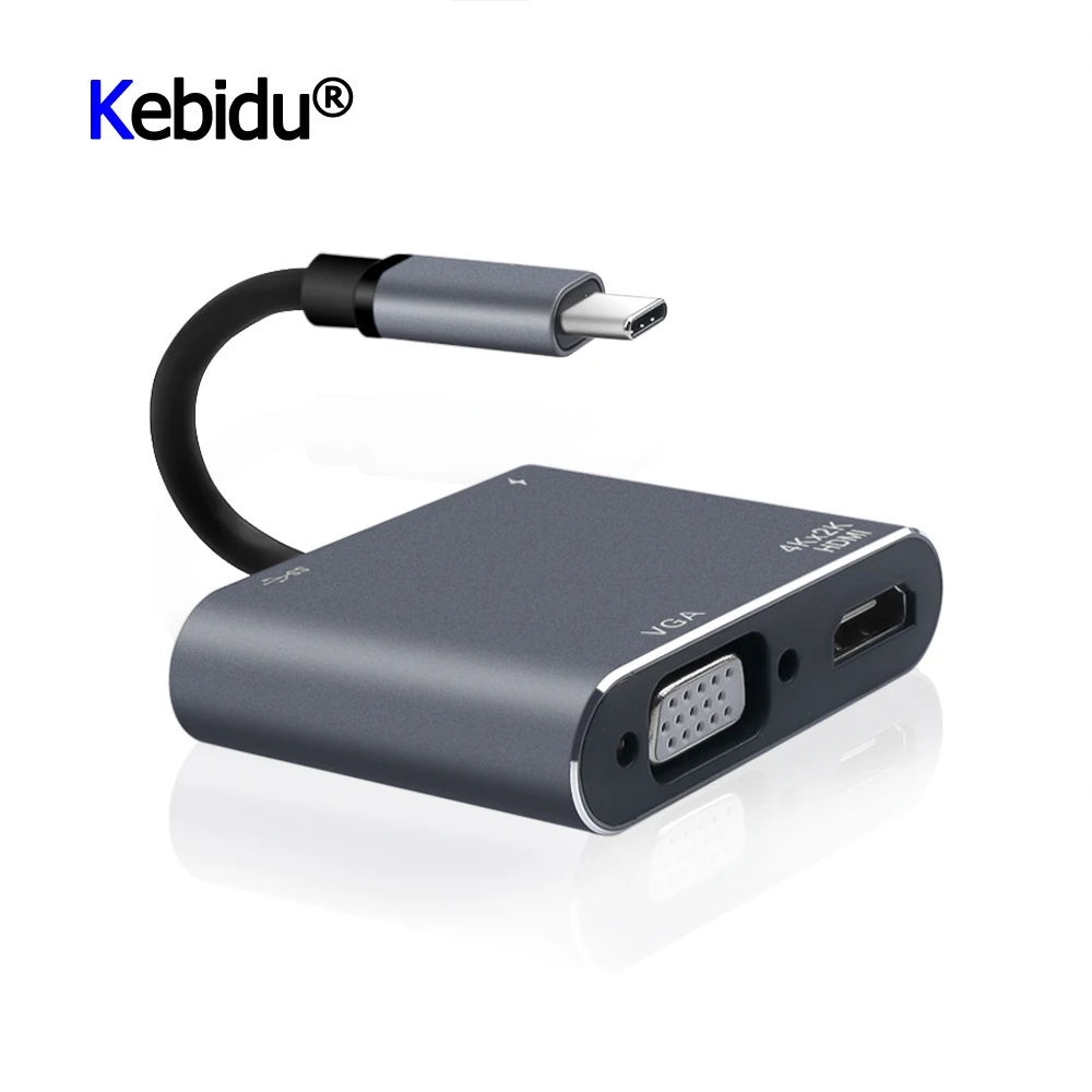 1080PType C To HDMI-compatible 4K VGA Adapter USB 3.0 HUB For Thunderbolt 3 With 60W PD Port Splitter Cable Macbook Pro | Электроника