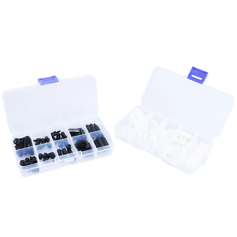 88pcs Plastic M3 Nylon Hex Spacers Screw Nut Column Kit Box Set