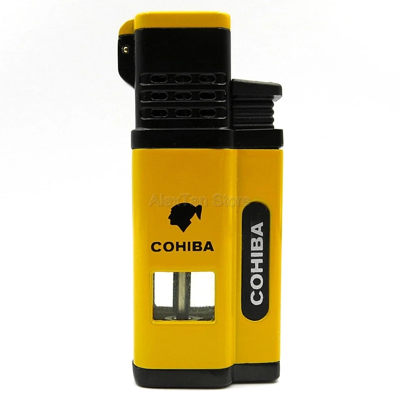 COHIBA популярная ветрозащитная Зажигалка для сигар прикуривателя металлические зажигалки 4 фонарь струи пламени горелки многоразового зажигалка с прикуриватель