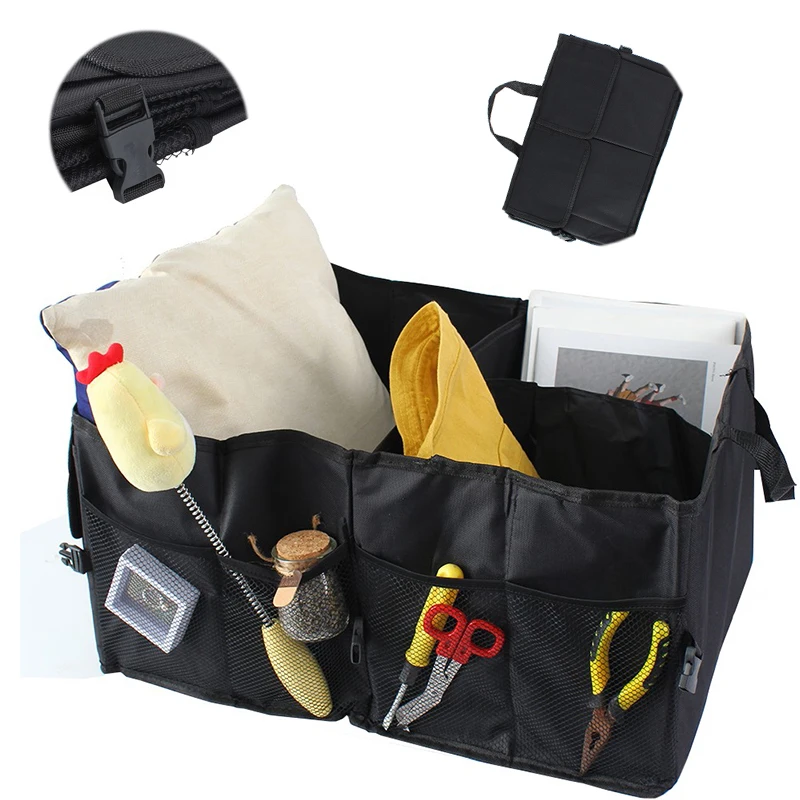 

Car Trunk Organizer Multi-Pocket 600D Oxford Fabric Foldable Car Storage Non Slip Handles Large Cargo Organizer Auto Cargo Box