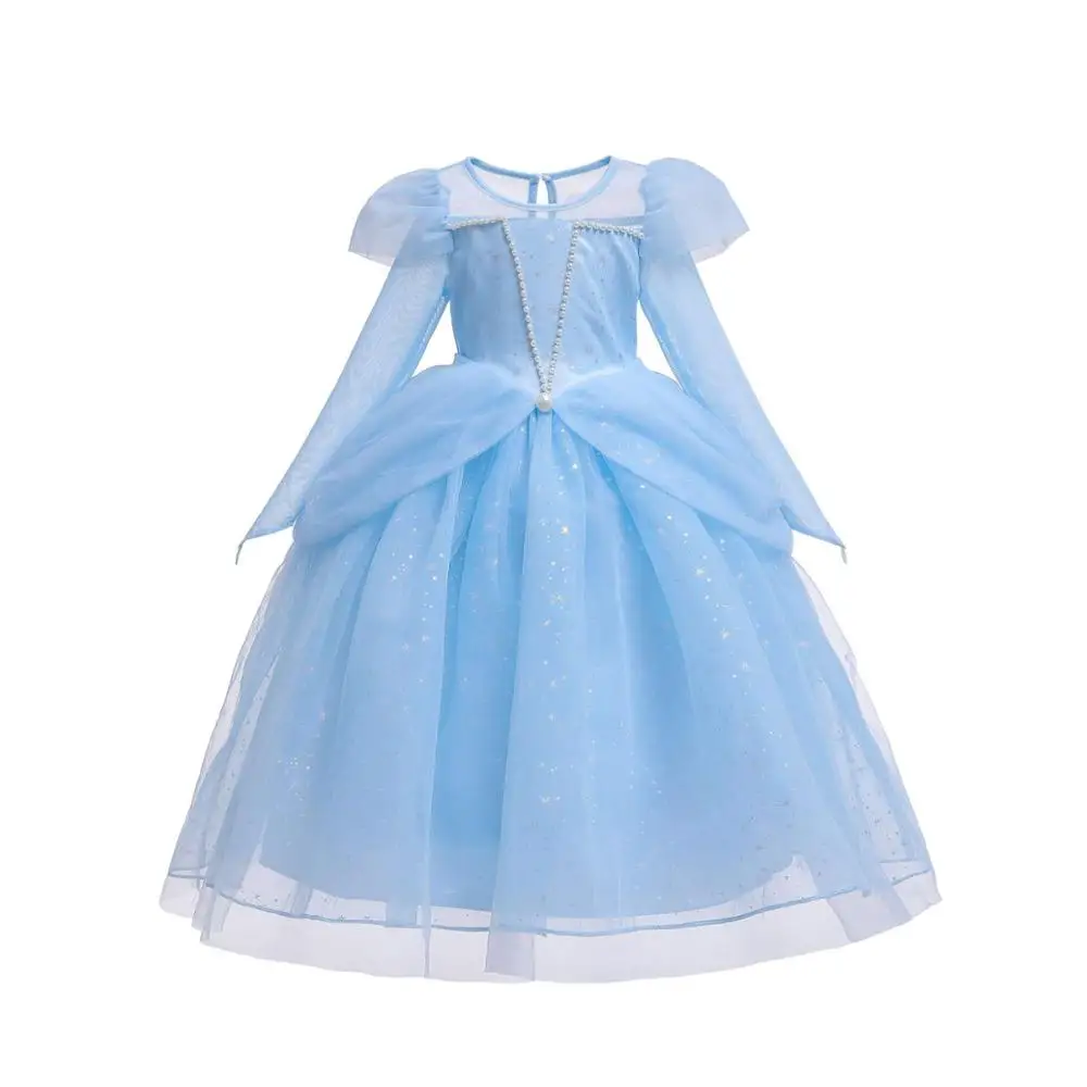 

Girls Elsa Costumes Dresses Long Sleeve Snow Queen Children Clothing For Christmas Dress
