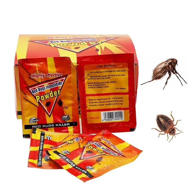10PCS Bed Bugs Power Insecticide Killing Bed Bugs Fleas Lice Killing Flea Powder Bait Pest Control Bedbug Drug