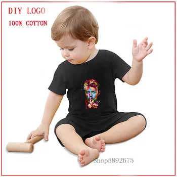 

Newborn Baby Short Sleeve Cotton Jumpsuit Summer Thin Clothe Infant david bowie painted face Climbing Clothing Boy Girl Pajamas