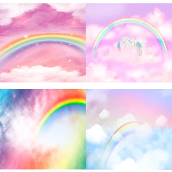 

Acejoker Rainbow Backdrop Photography for Birthday Party Baby Shower Customized Vinyl Background Photo Studio Props