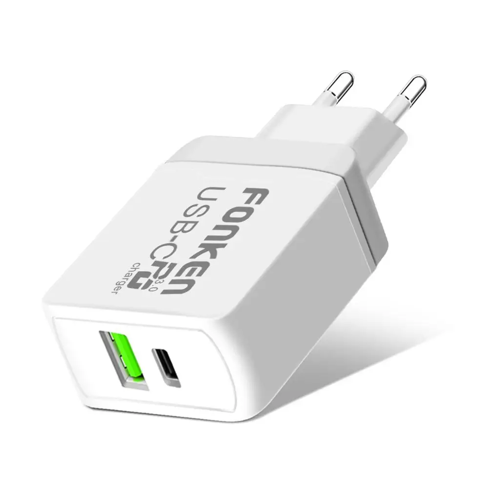 FONKEN USB C PD зарядное устройство с двумя портами для быстрой зарядки телефона адаптер с 2 портами 30 Вт QC 4,0 3,0 Быстрая зарядка настенное зарядное устройство s - Тип штекера: white pd charger