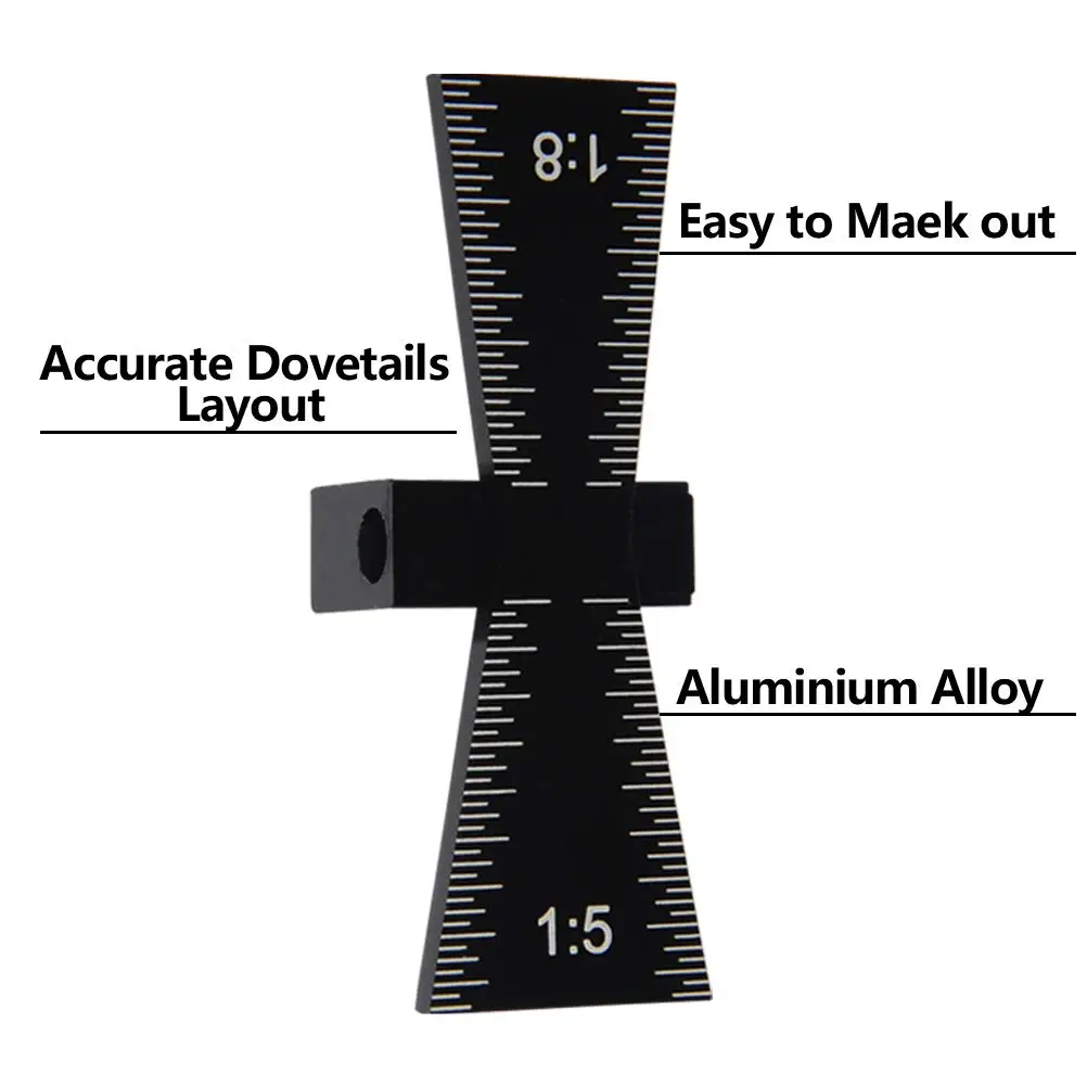 Ласточкин хвост джиг направляющая ласточкин хвост маркер 1:5 и 1:8 откосов алюминиевый сплав Scriber Деревянные Соединения Калибр Деревообрабатывающие инструменты