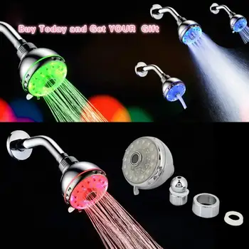 

Automatic Color Change Family Shower Small Spray Durable Sturdy Shower Showerhead Head Pressurized Shower Adapter Bathroom