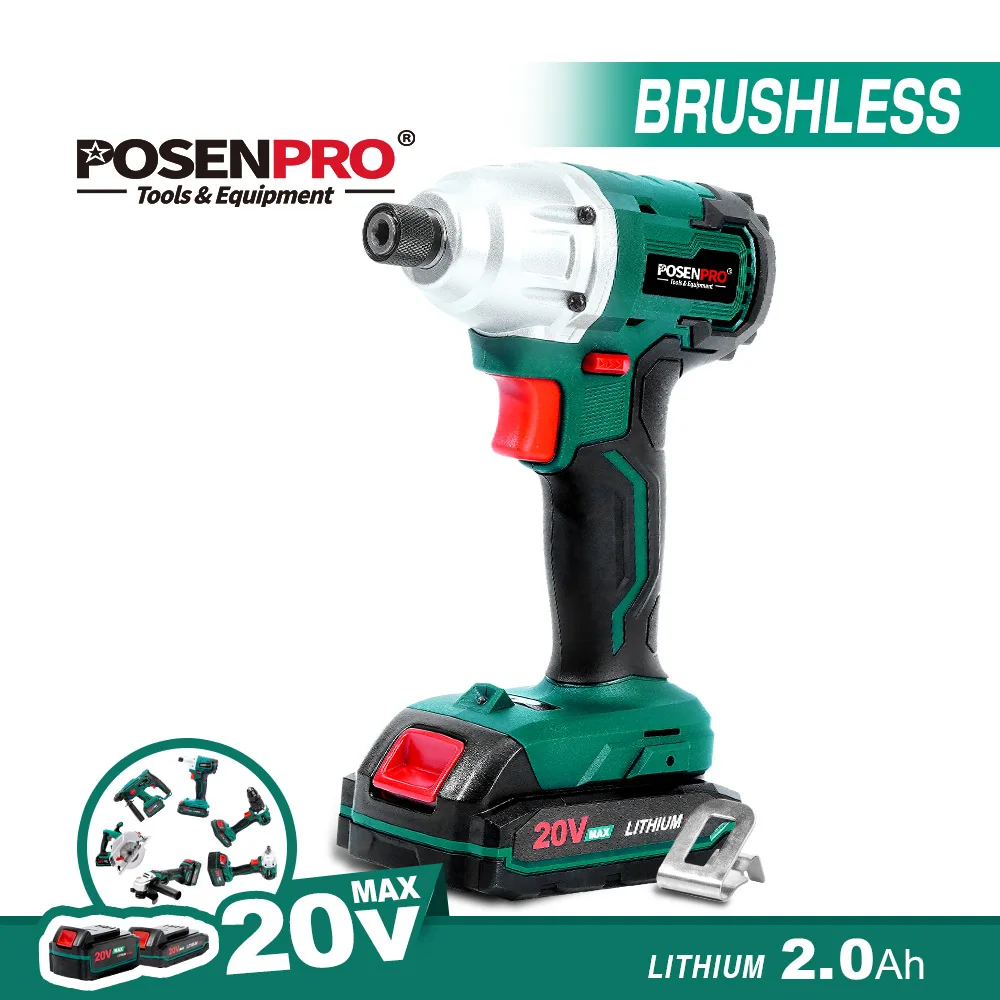 20V Cordless Screwdriver Brushless Electric Screwdriver Auto-stop Mode 2 Speed LED Light 260Nm 1/4