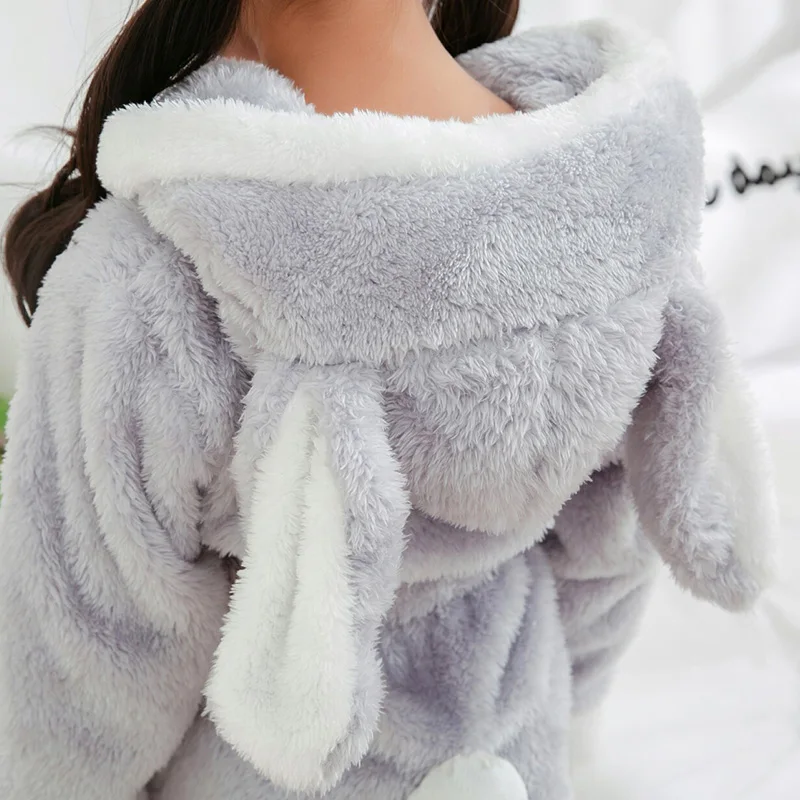 1 предмет, банный халат для мамы, дочки, сына, зимняя семейная Фланелевая пижама с кроликом теплая Толстая одноцветная одежда для сна для мамы и ребенка