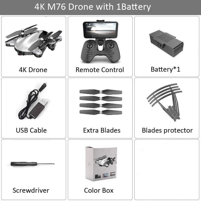 M76 4K 1B BX HGIYI M76 Радиоуправляемый Дрон с 4K 1080P HD двойной камерой оптического потока Квадрокоптер WiFi FPV Профессиональный селфи Дрон складной вертолет - Цвет: M76 4K 1B BX