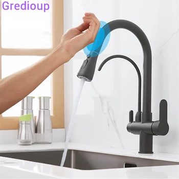 

Sink Touch Filtered Faucets Kitchen Intelligent Smart Sensor Tap Automatic Hot Cold Water Mixer Crane Pull Out Kitchen Brass Tap