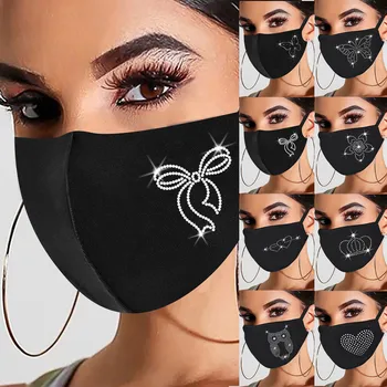 

1pc Women's Face Mask Fashionable Hot Diamond Printing Mouth Caps Washable Protective Fabric Facial Маска Cotton Party Mask#YL5