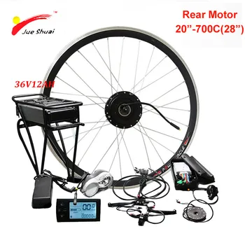 

36V 250W-500W Electric Bicycle Kit with 12AH Rear Carrier Battery Rear Motor Wheel For 20"-700C 28" MTB e Bike Electric Bike Kit