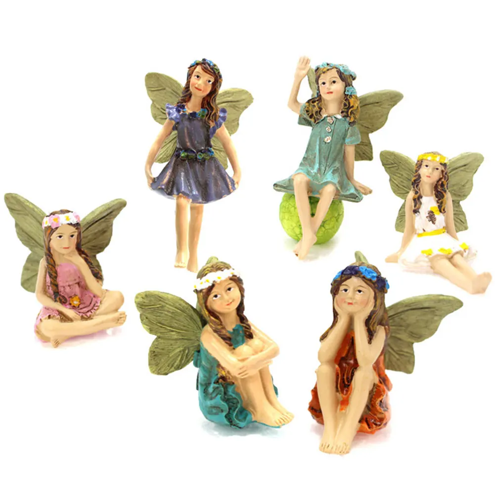 Fairy Garden-6pcs Miniature Fairies Figurines Accessories for Outdoor Decor Mini Elf Statue DIY Ornament Decoration Home Craft