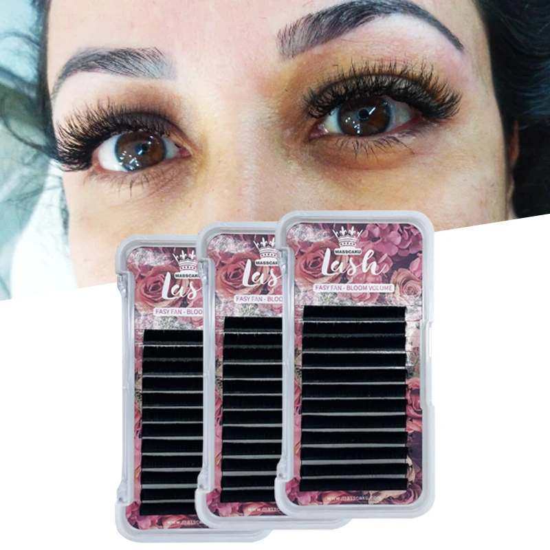 

MASSCAKU Easy Fan One Second Rapid Blooming Eyelash Extension Fast Fan Self-Making Natural Synthetic Mink Eyelashes individual
