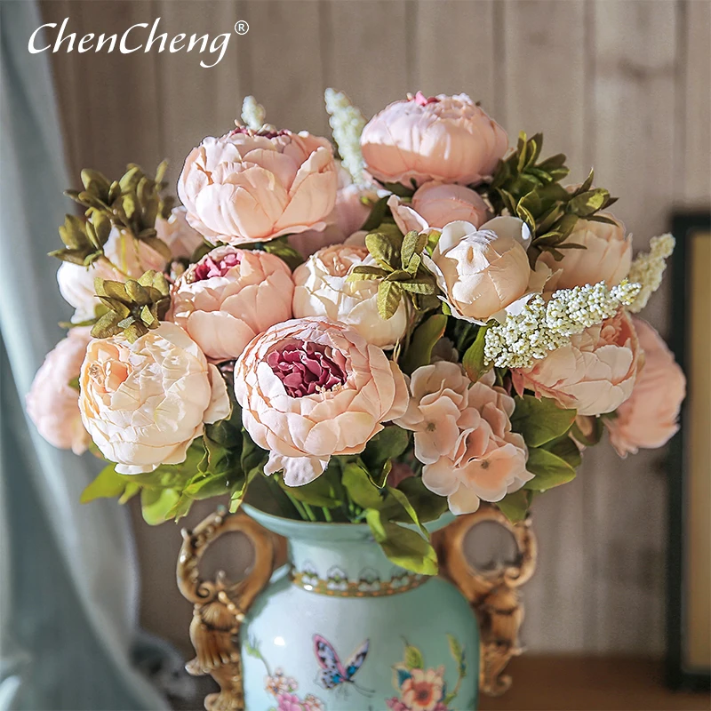 Буклет искусственных шелковых пионов CHENCHENG 13 шт.|silk peony bouquet|silk peoniespeony bouquet |