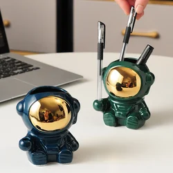 Creative Cute Pen Barrel Ceramic Office Desktop Nordic Pen Holder Fashion Student Personality Storage Box Astronaut