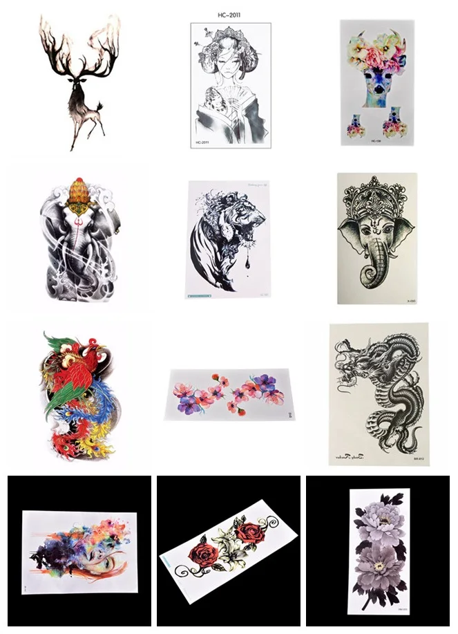 2019 New Flower/Aniaml Transfer Tattoo Stickers Women Men Body Art Temporary Tattoo Beautiful Girl Chest Waist Tattoos 1pc
