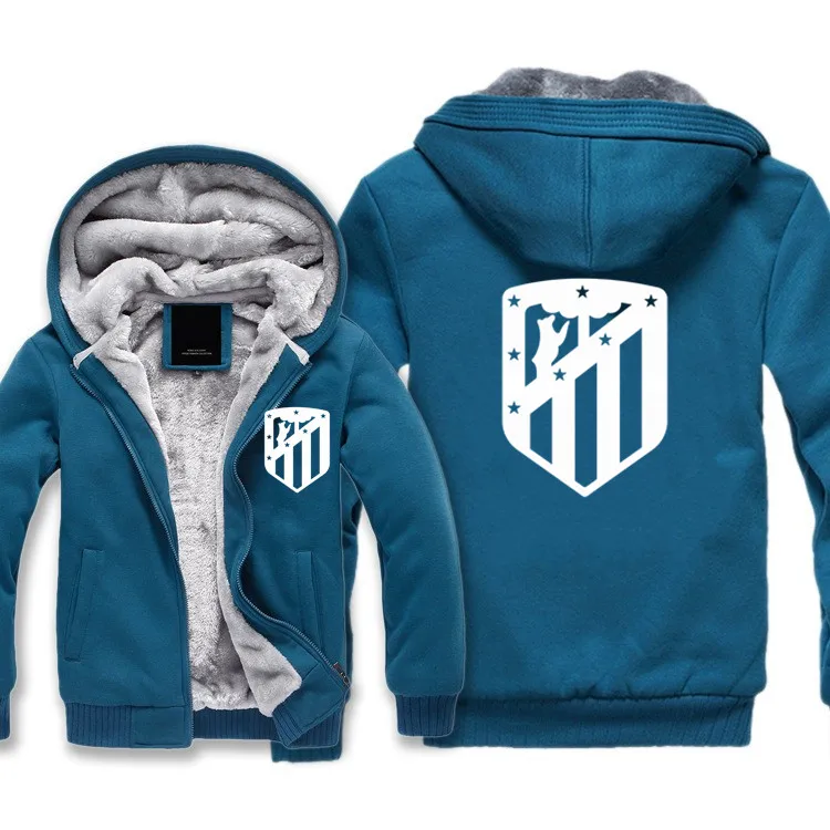 Синий Испания футбол Futbol утолщение молнии Толстовка Camiseta La Liga - Цвет: Синий