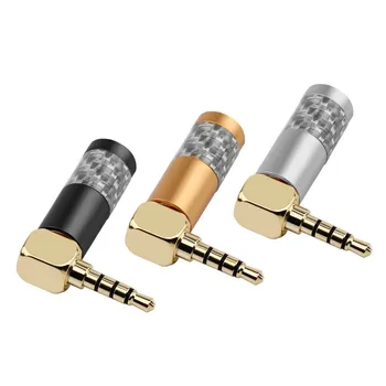 

3.5mm Jack 90 Degre Audio Plug Connector 3/4 Pole Stereo 3.5 Headphones Carbon Fiber Gold Plated Repair Plug Adapter