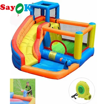 

High Quality Small Inflatable Jumping Bouncing Castle Water Slide Combo with Water Spray Function and Blower 3.2x2.8x2.1m