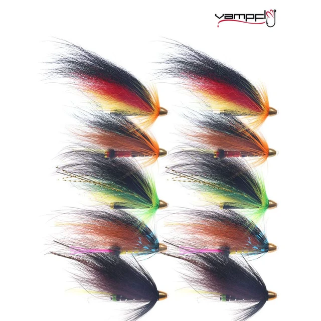 Tigofly 9 Pcs/Lot 9 Colors Skinny Sunray Shadow Tube Fly Set 16-20cm for Salmon Trout Steelhead Fly Fishing Flies Lures Set