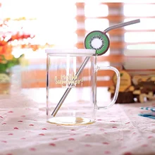 Новинка для дома с соломинкой милый прозрачный с крышкой офисное стекло милый стеклянный CupMilk стеклянная чашка для воды