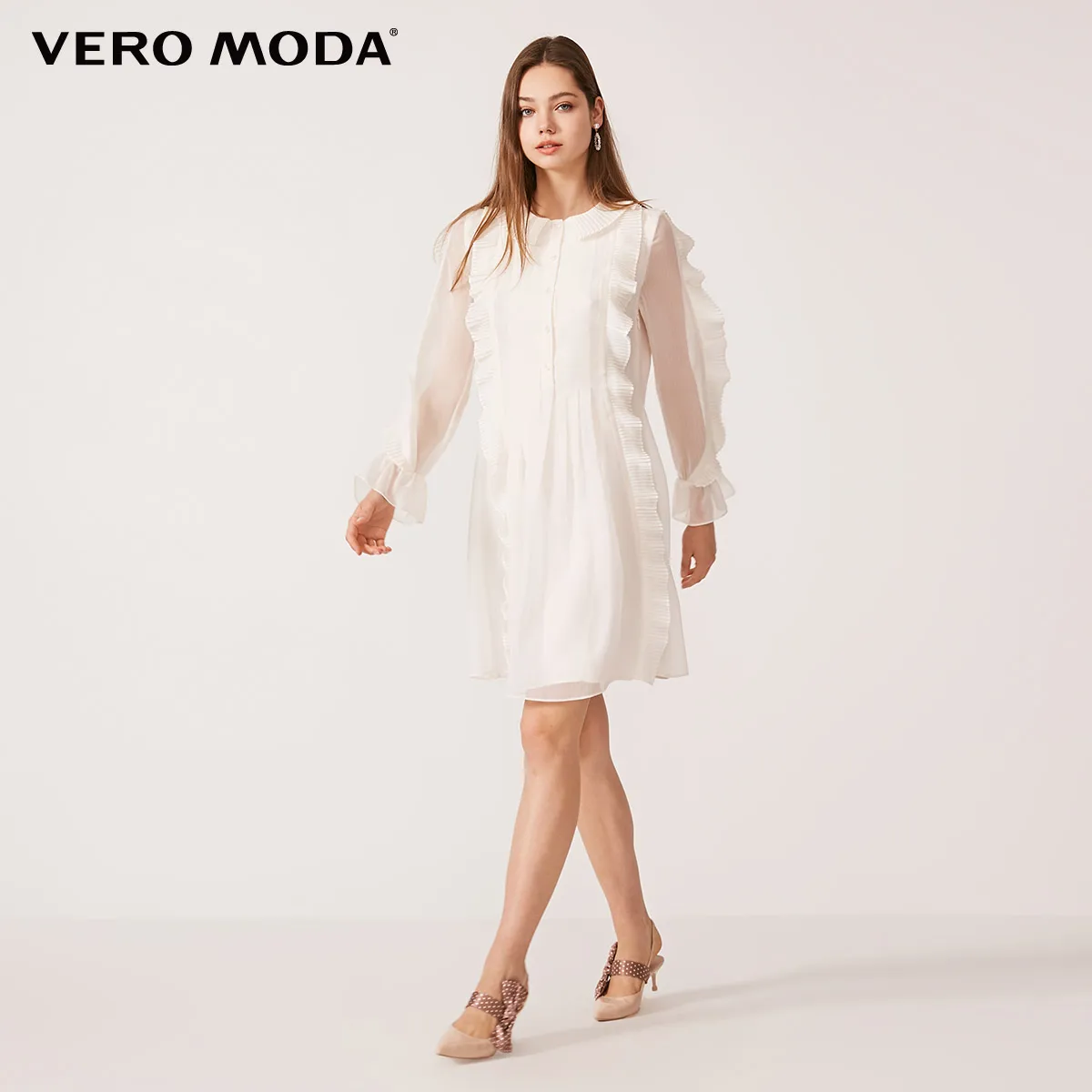 Женское плиссированное платье до середины голени с оборками Vero Moda | 31917D520|Платья|