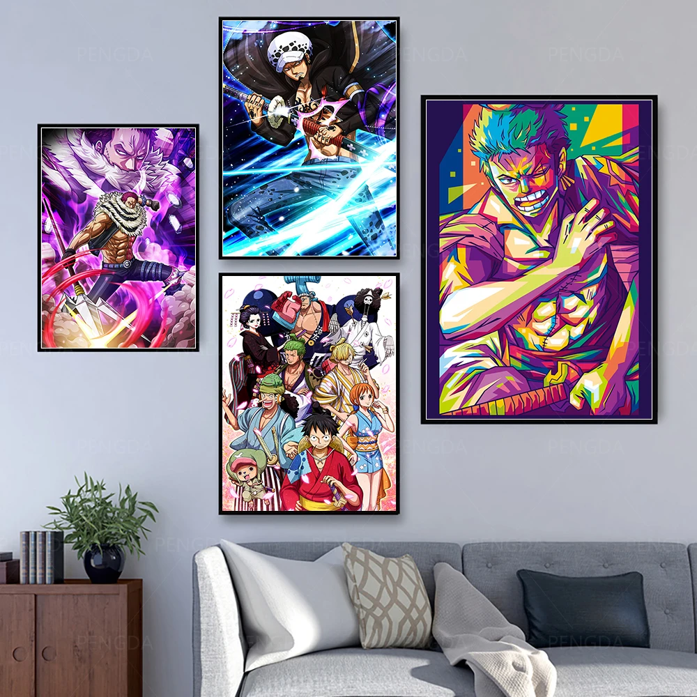 Canvas-Prints-One-Piece-Paintings-Wall-Art-Main-Characters-Poster-Modular-Japan-Anime-Pictures-For-Living