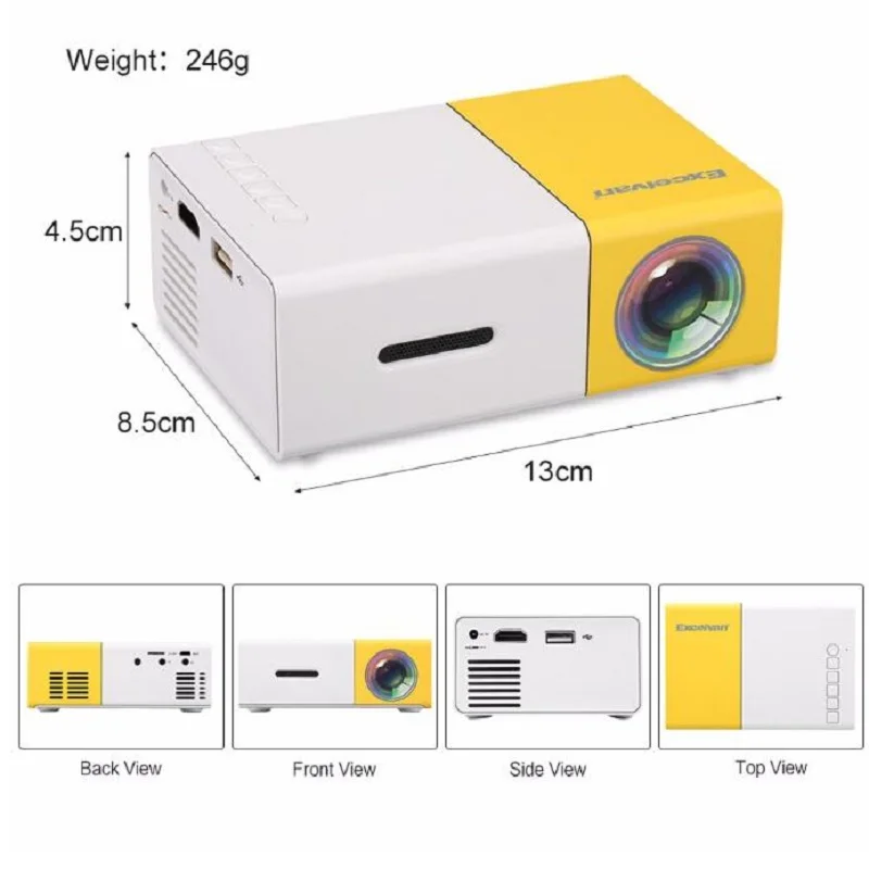 Прямая YG300 YG-300 ЖК-дисплей переносной Led-прожектор мини 400-600LM 1080p видео 320x240 пикселей медиа светодиодный светильник плеер Best дома