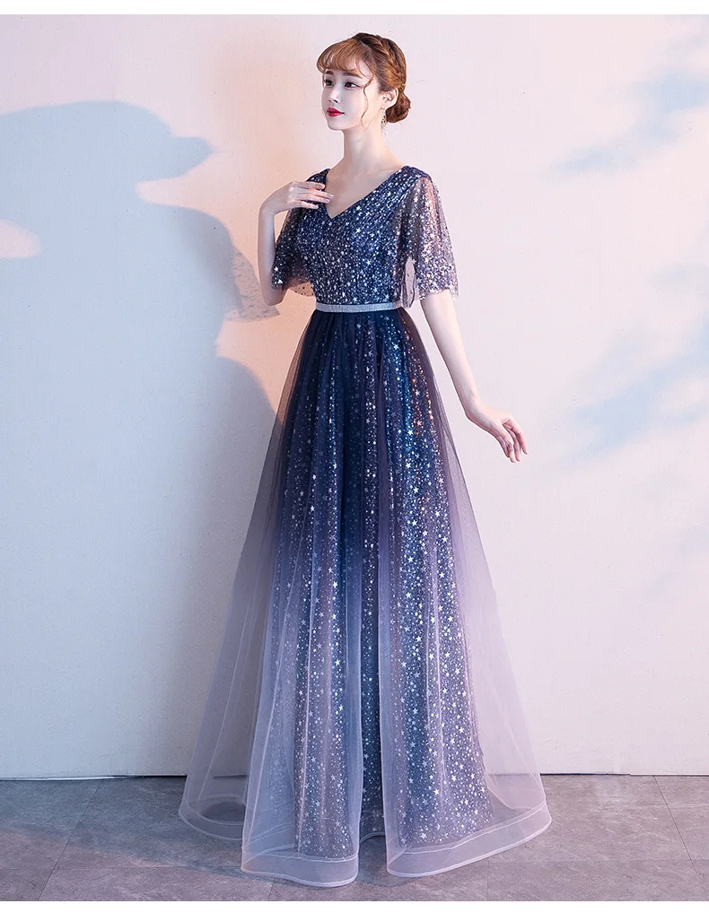 DEERVEADO D255 A Line V Neck Long Prom Dresses Woman Occasion Dress Party Prom Gown Formal Dress Vestido De Festa