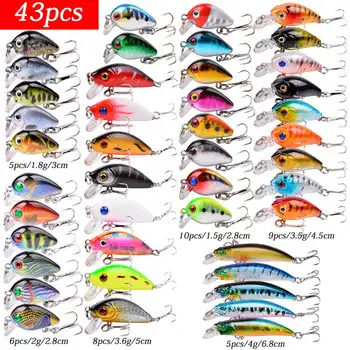 

43 Pcs Mixed Fishing Lure Bait Set Kit Wobbler Crankbait Swimbait With Treble Hook Sea Fishing Tools pesca Drop shipping